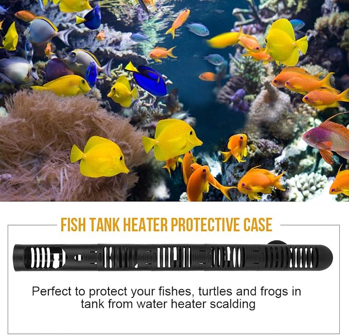 GOTOTOP Fish Heater Protective Case, Aquarium Fish Heater Protective Case Detachable Designed Cover with Suction Cups(No. 0 Protective Sleeve 18.5 cm Long)