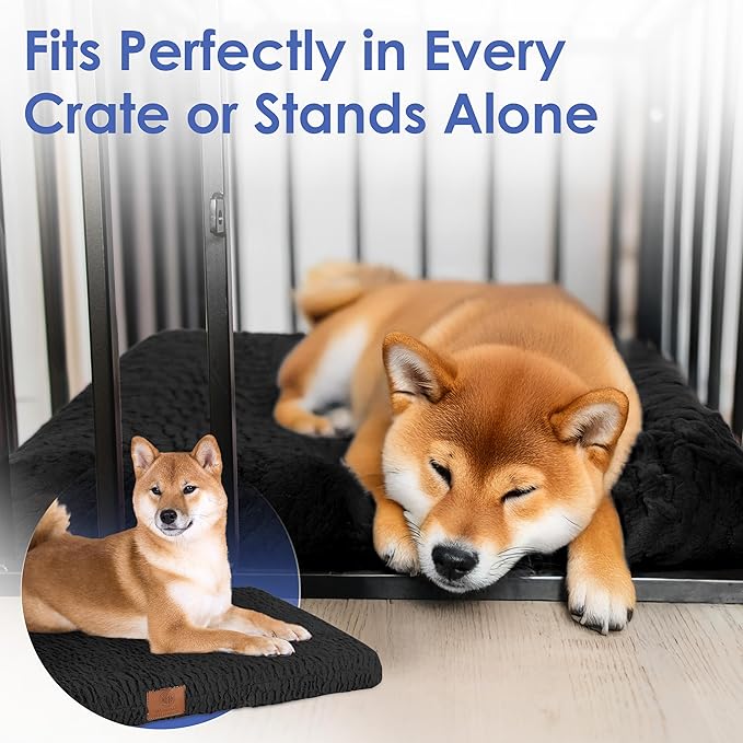 American Kennel Club Orthopedic Memory Foam Dog Crate Mat, Egg Crate Foam Cushion, Washable Cover, Non-Slip Base, Eases Joint Pain, Breathable, Durable, 36x23, Black