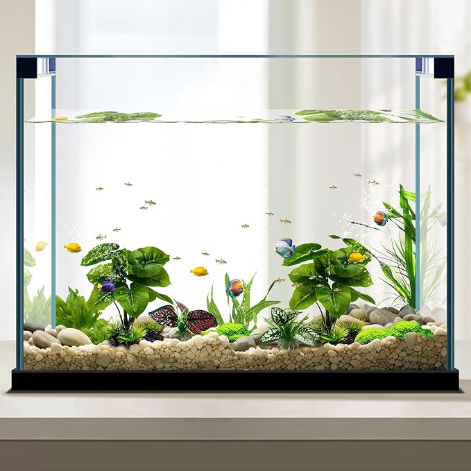 Moonorange Reptile Artificial Plants, Terrarium Plants Decorations Supplies, Aquarium Fish Tank Plant, Amphibian Habitat Hideout Tank Accessories(M Set-4pcs/D)