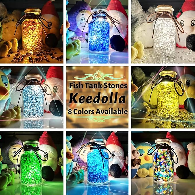 2 lbs/900g Colorful Clear Sea Glass Pebbles Aquarium Gravel Fish Tank Rocks Small, Irregular Glass Gems Stones Beads Marble Pebbles Rock Sand for Garden|Vase Filler|Fish Turtle Tank Decorations