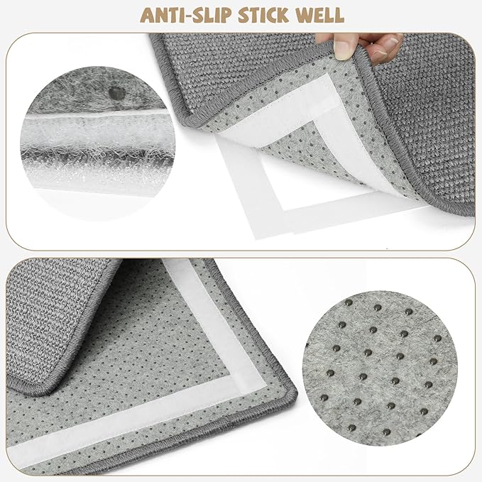 Graciadeco Gray Cat Scratching Mat Sisal, 2 Packs Sisal Fabric Large Cat Scratching Pad for Indoor Cats with Adhesive Hook Loop Tape, Wall Scratchers for Indoor Cats 23.6" x 15.7"