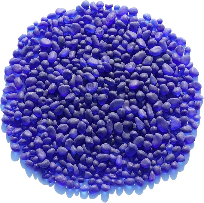 QYGL Sea Glass Stones - 0.9LB Cobalt Blue Frosted Glass Pebbles Gemstones | Perfect for Aquarium Rocks, Fish Tank Gravel, Vase Fillers, DIY Crafts, and Home Decor