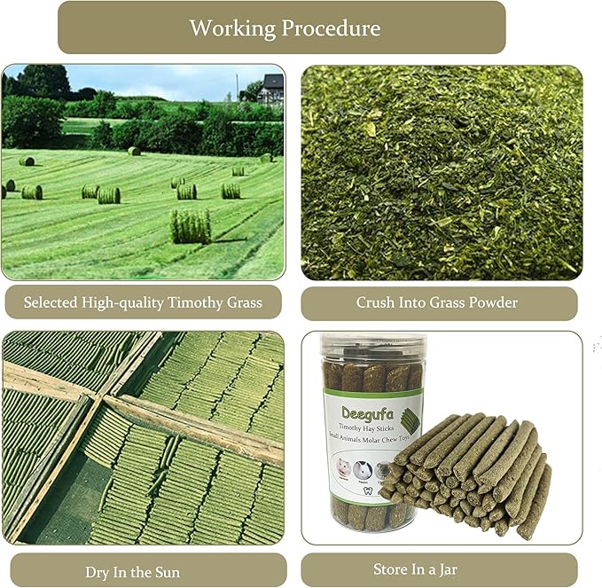 20PCS Timothy Hay Sticks for Rabbits, Natural Timothy Grass Hay Molar Teeth Sticks Treats Chew Toys for Guinea Pig, Bunnies, Chinchillas, Hamsters, Small Animals