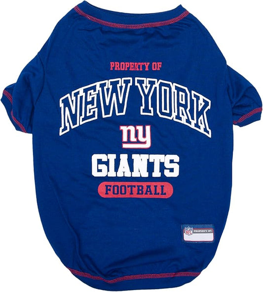 NFL New York Giants Dog T-shirt Large. - Licensed Shirt for Pets Team Colored with Team Logos- Premium Stretchable Materials for the comfort of your Dog & Cat