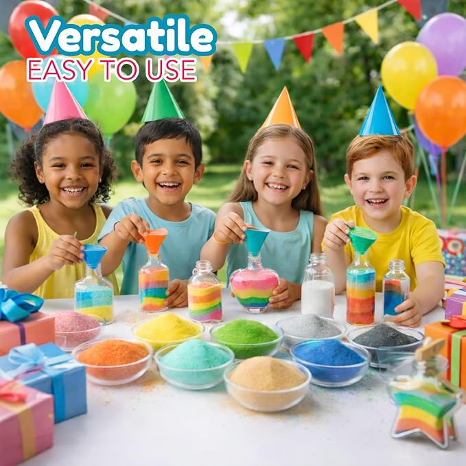 4E's Novelty 12 Lbs Colored Craft Sand -15 Colors, 0.8 lb Bags, Non-Toxic Fine Grain Decorative Sand Art for Kids Craft, Bottle & Vase Filler, Teachers Classroom Supplies