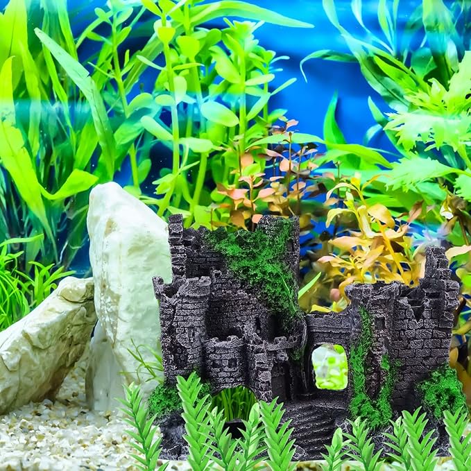 Saim Large Resin Aquarium Castle Decor Vintage Fish Tank Supplies Accessories for Fish Hideout, Breeding Cave, Play & Rest