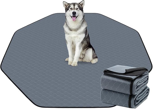 Bunlitent Washable Pee Pads for Dogs, 83'' Diagonal Octagon Puppy Pads, Designed for 24'' Width 8 Panels Dog Playpen, Non-Slip Whelping Pads with Super Absorbent, 2 Pack