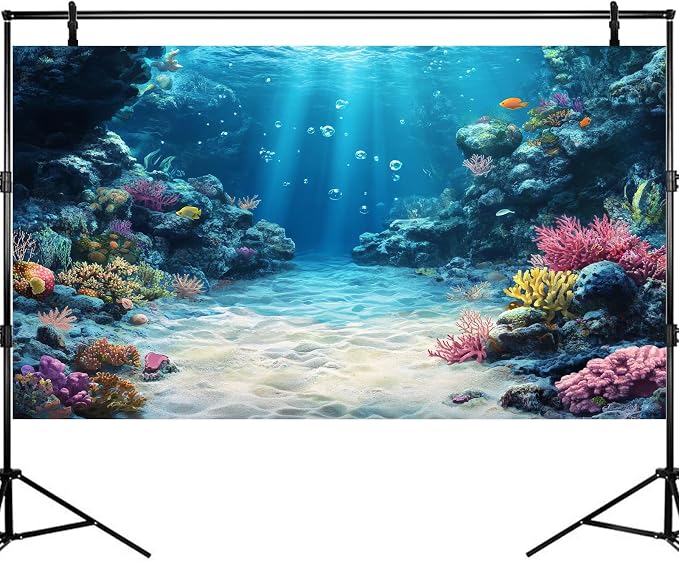 Under The Sea Aquarium Background Underwater Scene Coral Reefs Fish Tank Background Ocean Bed Scene Sand Rocky Outcrops Terrarium Backgrounds Seabed Diverse Marine Life Sunlight Tank Poster 72x18in