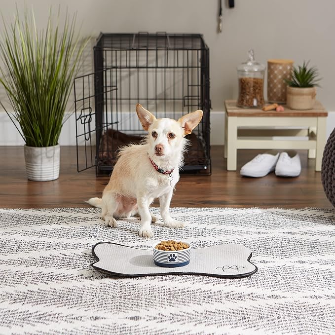 Bone Dry Paw & Patch Ceramic Pet Collection, Small Bowl, 4.25x2", Nautical Blue
