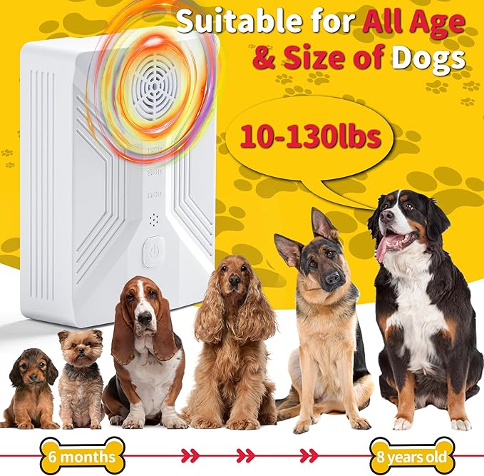 Anti Barking Device for Dogs, Rechargeable Ultrasonic Dog Barking Deterrent Devices with 3 Modes, 50Ft Waterproof Barking Dog Deterrent Bark Box for Outdoor & Indoor, Safe Barking Silencer for Dogs
