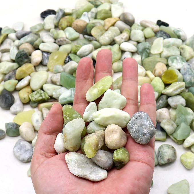 Green Jade Polished Rocks for Plants, Decorative Pebbles, 0.5-1 Inch, 18lb