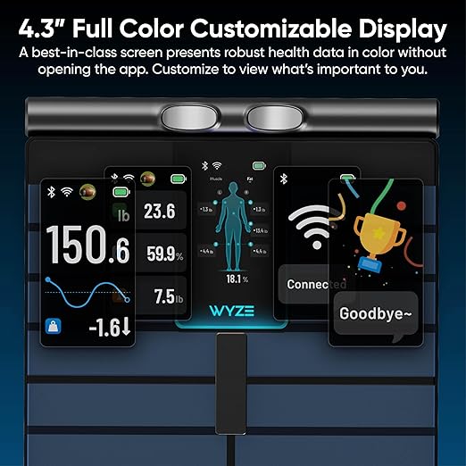 Wyze Smart Scale Ultra BodyScan with Handle – Wi-Fi & Bluetooth Body Composition Scale for Weight, BMI, Body Fat, Muscle Mass, and Segmental Measurement, 400 lbs, Black
