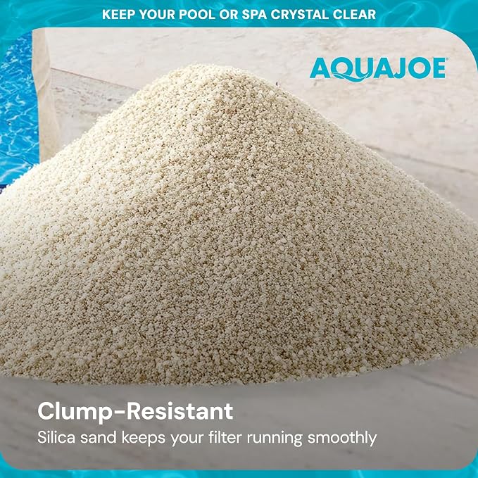 Aqua Joe Premium Pool & Spa Filter Sand, 50 Lb Bag, FLTSAND50 | Natural Silica, Above Ground & Inground Swimming Pool System Accessory - Care, Cleaning & Maintenance