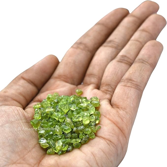 Amazing Gemstone Peridot Crystal Chips & Tiny Crystals - Aquarium Gravel Rocks for Fish Tank Decoration (Natural AAA Grade Gemstones)