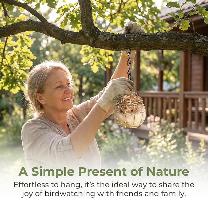 4PCS Bird Nesting Material, Refillable Hummingbird Nesters Cage Holder with Nest Stuffing for Wild Birds Nesting Station,Nesting Balls Make Great Gifts for Bird Lovers and are Perfect for DIY