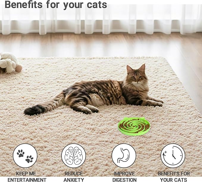 Bifeaw Slow Feeder Cat Bowl, Easy to Clean Silicone Bowl, Ideal for Dry and Wet Food (Orange and Cyan)