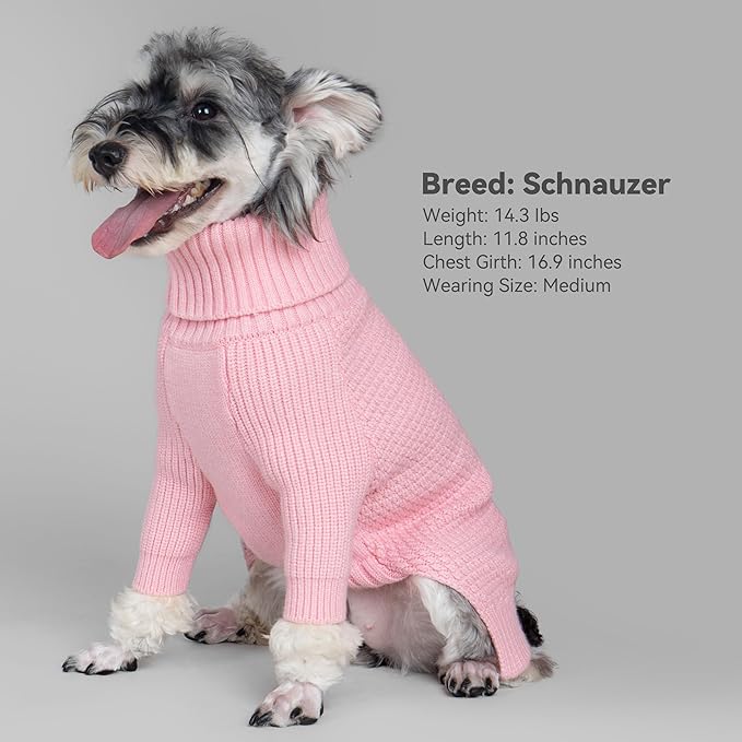 cyeollo 4XL Dog Sweater, Knitwear Turtleneck Soft Knitwear Pullover Sweaters Warm for Giant Breed Dog Clothes for Large Female Dogs, Pink XXXXL