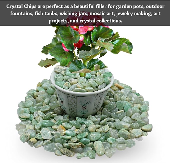 Amazing Gemstone Light Green Aventurine Crystal Chips Aquarium Gravel Rocks - Green Aventurine Chips Bulk Fish Tank Gravel, Small Tumbled Stone Chips and Tiny Crystals for Decoration