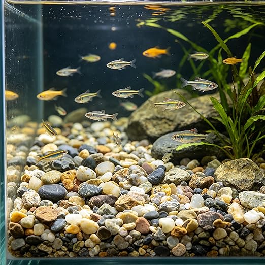 20LB Decorative River Rocks Gravel - 2/5" Mixed Color Gravel for Vase Filling, Flower Pot Paving. Gravel for Garden Decoration,Landscaping,Aquarium Aquascape Gravel, Fish Tanks Gravel(8-12MM)
