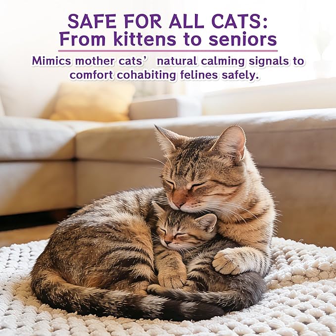9-in-1 Advanced Cat Pheromone Calming Diffuser 180 Days (3 Plugs+6 Refills), Relieve Anxiety, Help Reduce Fighting, Spraying & Scratching, Drug-Free & Odorless Safe Relaxation Solution