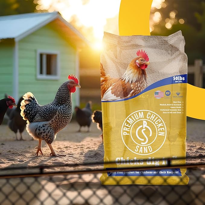 Premium Chicken Sand 50 lbs (2-Pack) – Dust-Free, Odor-Control Bedding for Chicken Coops, Nesting Boxes, and Runs – Natural Poultry Litter, 100 lbs Total