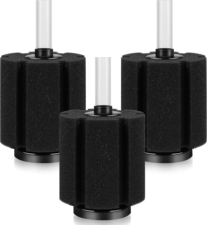 Large Aquarium Bio Sponge Filter, Fits Aquarium Tanks Up to 60 Gallons | Large Quiet Bio Sponge Filter for Freshwater Betta Fry, Shrimp and Small Fish 3 Pack