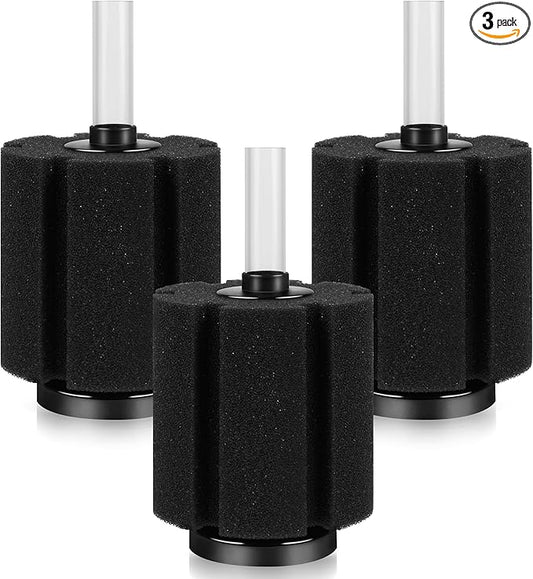 Sponge Filter for Betta Fry Aquarium Fish,for Clear and Quiet Aquariums Tank Up to 60 Gallon Each 3pc