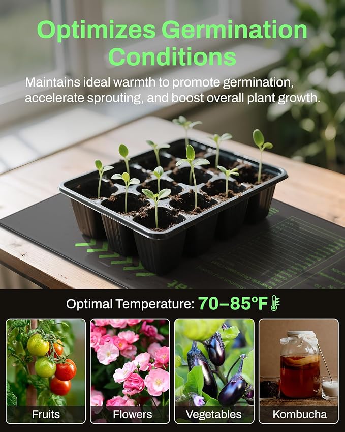 BN-LINK 10" x 20.75" Seedling Heat Mat with Thermostat Controller Combo Set | Plant Heating Pad for Seed Starting with Temperature Control, Warming Mat for Indoor Growing, Plants Germination, ETL Listed