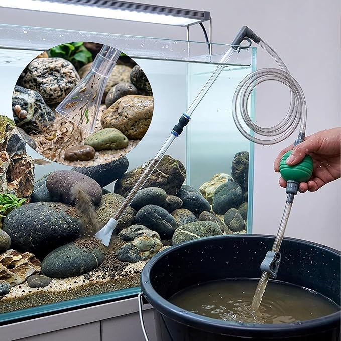 Aquarium Siphon Vacuum,Manual Water Changer Gravel Cleaner | with Duckbill Nozzle and Filter Head,Suitable for 5-10 Gallon Fish Tanks,Betta, Shrimp, Nano and Turtle Tanks