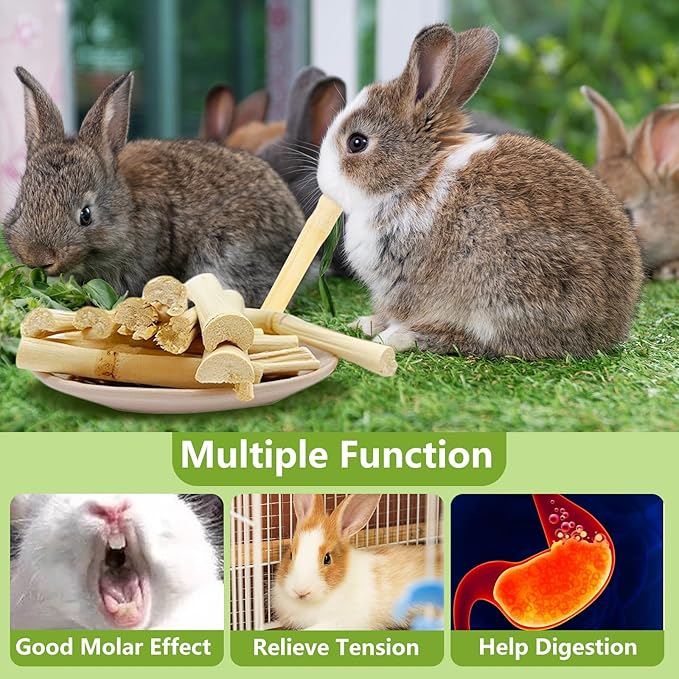 Jorewood 250g Sweet Bamboo Chew Sticks Rabbit Chew Sticks for Rabbits, Natural Bunny Chew Toy for Teeth Grinding, Small Animal Treats for Guinea Pig, Hamster, Chinchilla