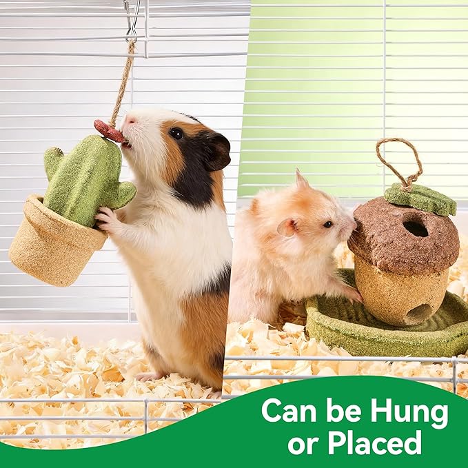 2 Pack Guinea Pig Chew Toys, Prevent Teeth Overgrowth, Rabbit Chew Toys, Natural Treats for Rabbit/Hamster Toys, Natural Timothy Grass & Vegetables, Small Animal Toys for Habitat Decoration