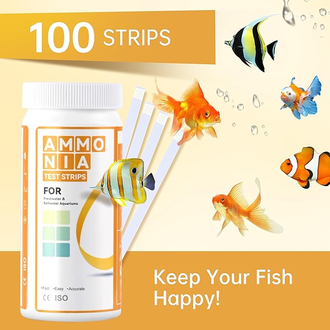 AAwipes Ammonia Test Strips for Fish Tank Aquarium Test Strips Aquarium Water Test Kit Freshwater Fish Tank (100)