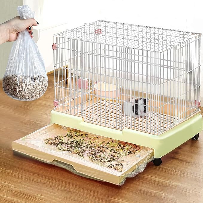 Disposable 50 pcs Small Animal Cage Liners, Rabbit Tray Film Liner Bunny Litter Pan Bags Guinea Pig Cage Toilet Plastic Film for Bird Hamster Chinchilla Hedgehog