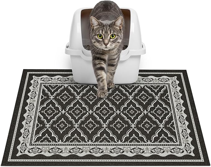Glittme Premium Cat Litter Mat 24"x15" - Non-Slip & Waterproof Litter Trapping Mat for Litter Boxes - Soft Mesh Kitty Sand Catcher Pad Easy to Clean & Washable Floor Protector