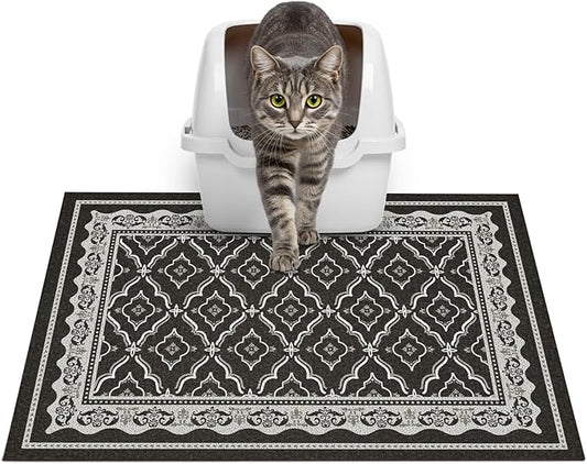 Glittme Premium Cat Litter Mat 24"x15" - Non-Slip & Waterproof Litter Trapping Mat for Litter Boxes - Soft Mesh Kitty Sand Catcher Pad Easy to Clean & Washable Floor Protector