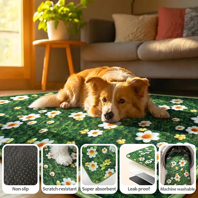 Washable Pee Pads for Dogs, Reusable Puppy Potty Training Pads, Ultra-Absorbent Thick Waterproof Leak-Proof Non-Slip Pads & Mat for Crate, Playpen, Floor, Whelping & Housebreaking , 2 Pack 48"x48"
