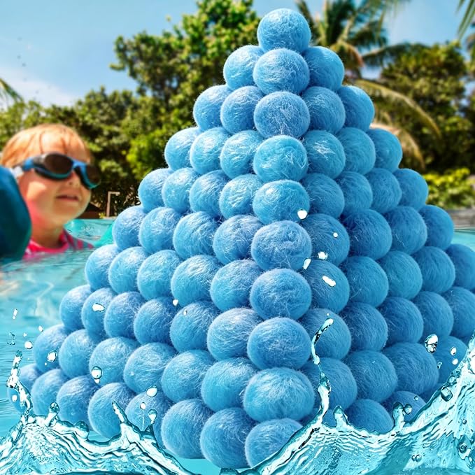 Pool Filter Balls with Silver Ions, Blue Media for Sand Filter | 3.1 lbs Replaces 100 lbs Pool Filter Sand, Easy to Clean, High Efficiency Pool Filter Media for Pools, Aquariums and Ponds