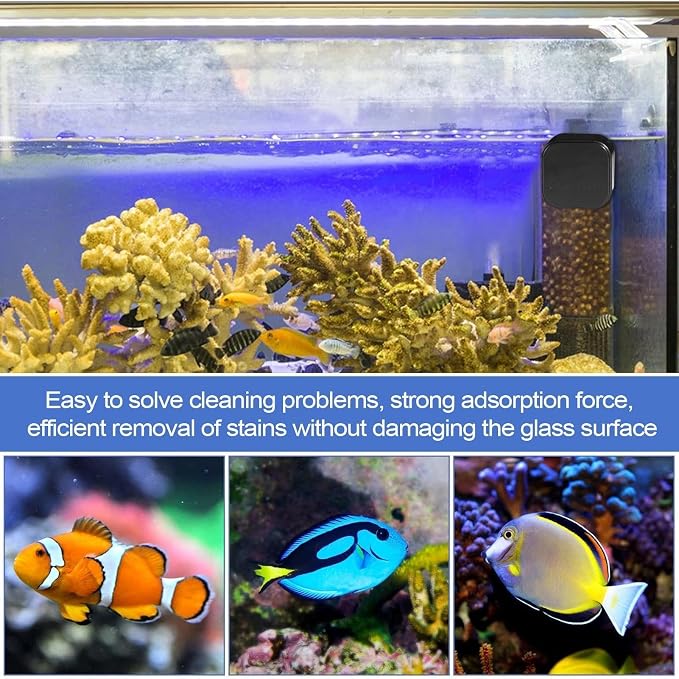 Fish Tank Magnetic Glass Cleaner Magnetic Scrubber Pads Fish Tank Cleaner | Scrubber Aquarium Cleaning Tool Remover Supplies for Reef, Terrarium, Goldfishes, Turtle