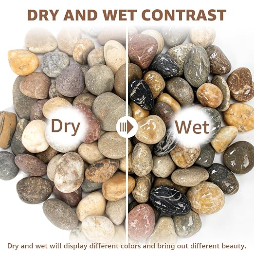 2lbs Drainage Rocks, 2/5''-4/5'' Small Pebbles, Aquarium Gravel | Water-Washed Natural Finish, Hand-Picked, for Plants, Fish Tank, Garden, Paving, Fountain, Walkways and Outdoor Landscaping