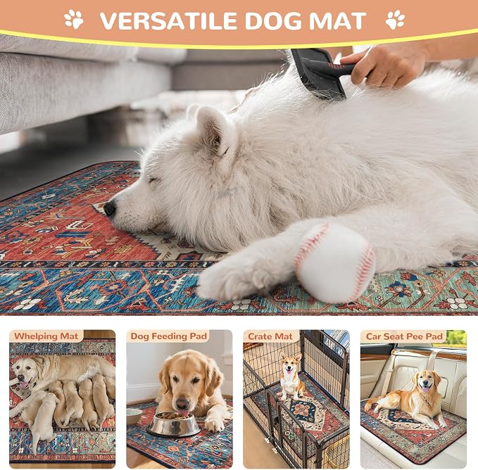 Lahome Super Absorbent & Leakproof Washable Dog Pee Pads - 2 Pack Value Set - Waterproof, Non-Slip Reusable Pads for Puppy Training, Crates & Whelping (24"x24", Red)