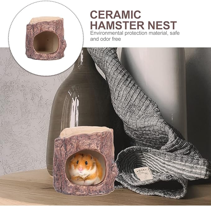Yardwe Ceramic Hamster Nest Small Animal Hideout with Cooling Design Portable Pet Bed for Hamsters Gerbils Hedgehogs 4.5 Inch Square