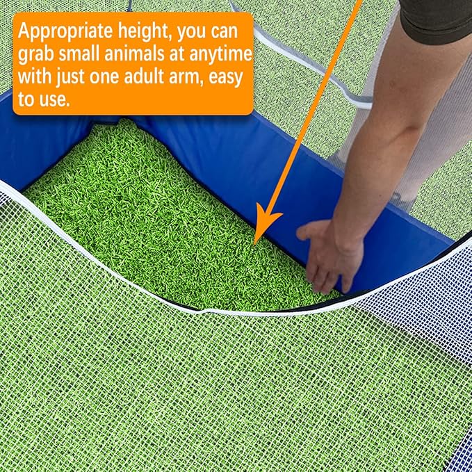 Small Animals Playpen,Reptiles Cage,Chicken Run Coop Chicken Playpen Breathable Transparent Pet Playpen Pop Open Outdoor/Indoor Exercise Fence,Portable Yard Fence (Blue)