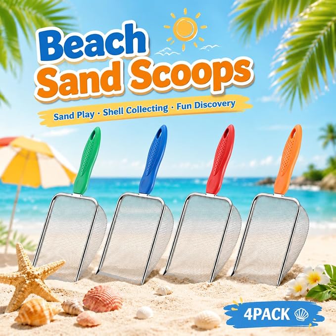 4 Packs Reptile Sand Stainless Steel Fine Mesh Reptile Substrate Metal Sand Shovel Sifter Litter Cleaner Corner Scoop Shovel Cleaner Scooper for Bedding Aquarium Terrarium (Multicolored)
