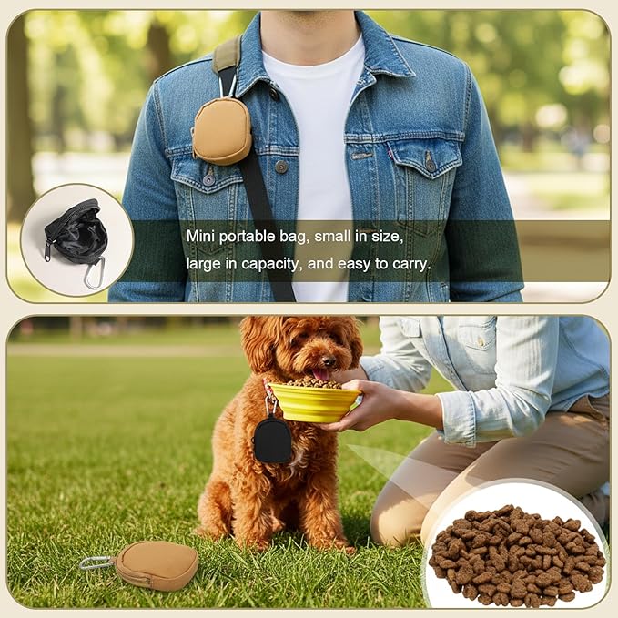 Dog Training Reward Pouch 3 Pcs Dog Treat Pouches with Carabiner and Zipper Reusable Dogs Treats Container for Training Reward, Travel or Outdoor Use