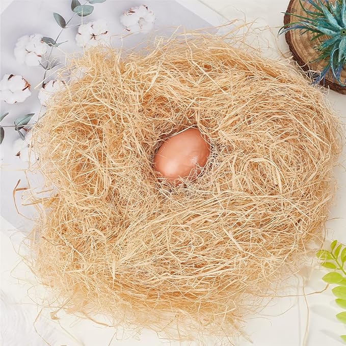 CREATCABIN 30G Natural Raffia Grass Bird Nesting Grass Easter Basket Gift Box Vase Filling Decoration Canary Finch Box Fillers for Birds Pets Nest Cages Budgie Hummingbird Parakeet Gift Packing