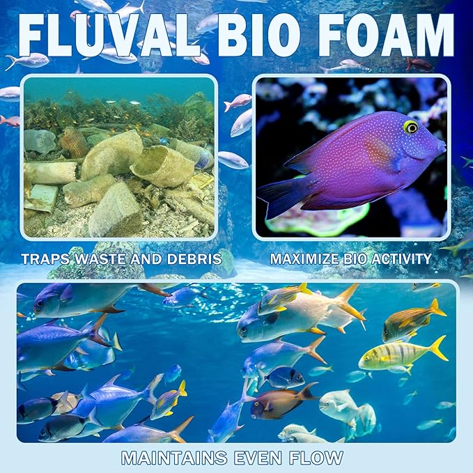 Podoy Fx4 Foam Filter Pads Replacement Compatible with Fluval FX5 / FX6 Canister Filter, Aquarium Bio Sponge Foam Filter Pads (12 Packs)