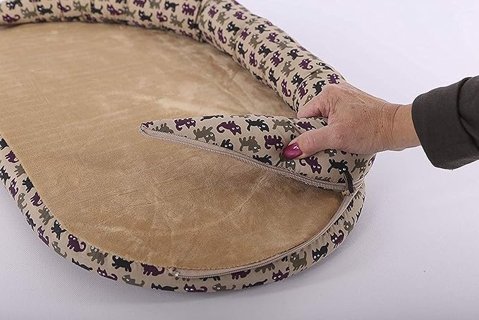 K&H Pet Products Bolster Kitty Sill Cat Window Perch Bed for Large Cats, Orthopedic Window Hammock Holds 40 lbs, Washable Cover, Indoor Windowsill Furniture Bed Seat - Tan/Kitty Unheated 14 X 24in