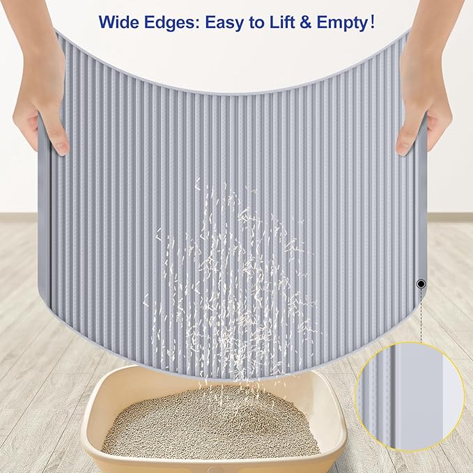 Filmicy Silicone Cat Litter Mat for Litter Box - Large 31" x 23" Waterproof Litter Trapping, Non-Slip, Durable, Easy Clean Scatter Control & Washable Kitty Floor Mat