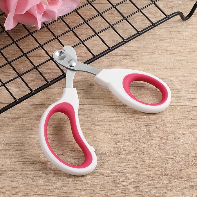 Small Animal Nail Clippers, Stainless Steel Bearded Dragon Nail Clippers, Professional Reptile Grooming Tool with Precise Angled Edge, Cat Nail-Clipper, Claw Trimmer for Birds, Cat, Dogs (Red)