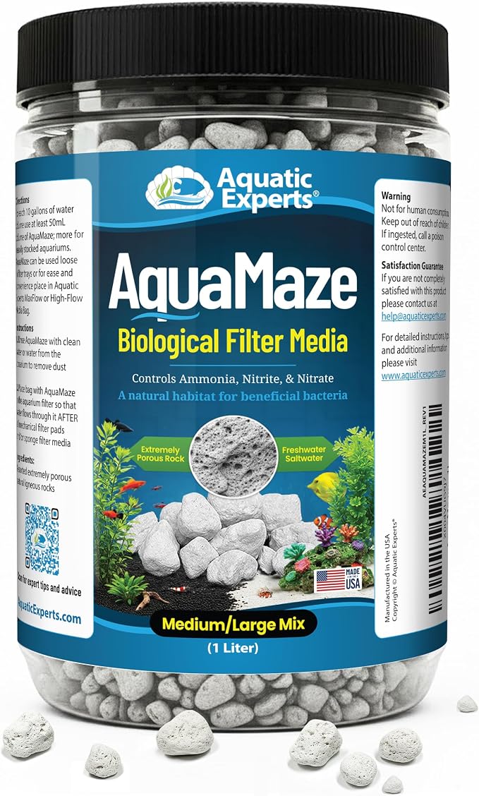 Aquatic Experts AquaMaze Aquarium Bio Media – 1L for Freshwater & Saltwater Tanks, Compatible with Canister, Sump & HOB Filters